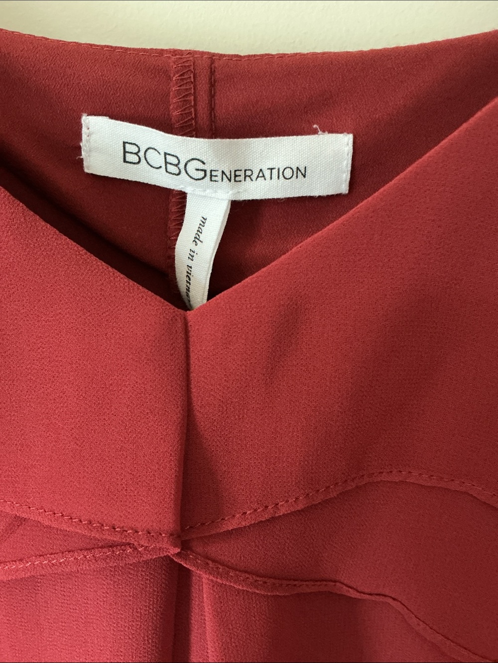 BCBGeneration Red Ruffle-Front Spaghetti Strap Top - Picture 2 of 5